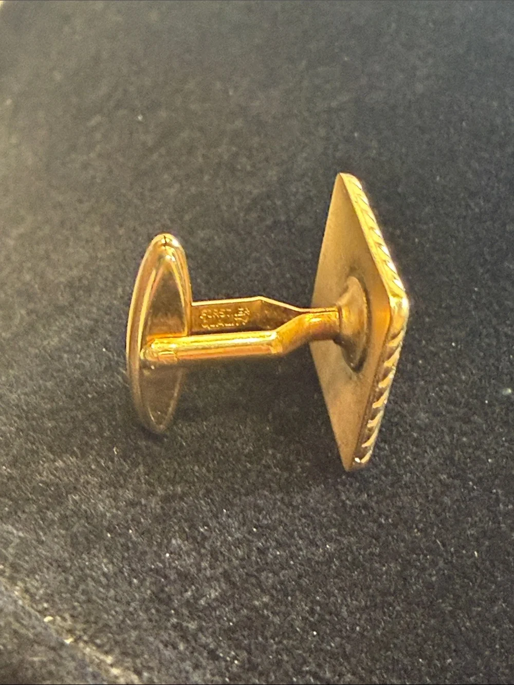 Vintage stamped Forstner Diagonal Stripe Gold Square Cufflinks 1950 1960